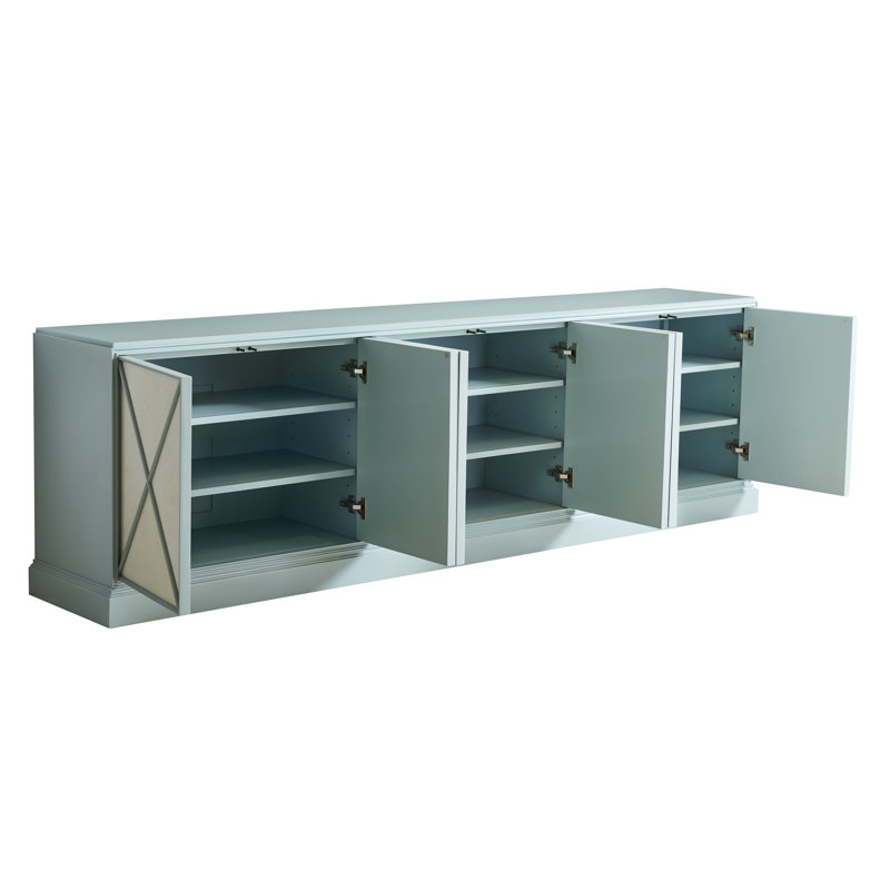 Rosalind 103" White and Blue Hardwood Media Console