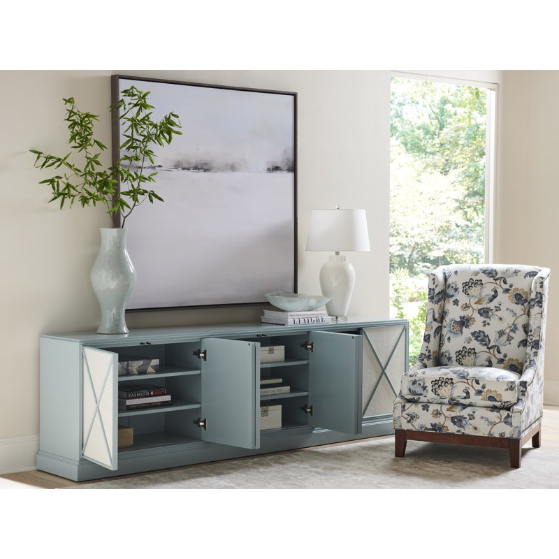 Rosalind 103" White and Blue Hardwood Media Console