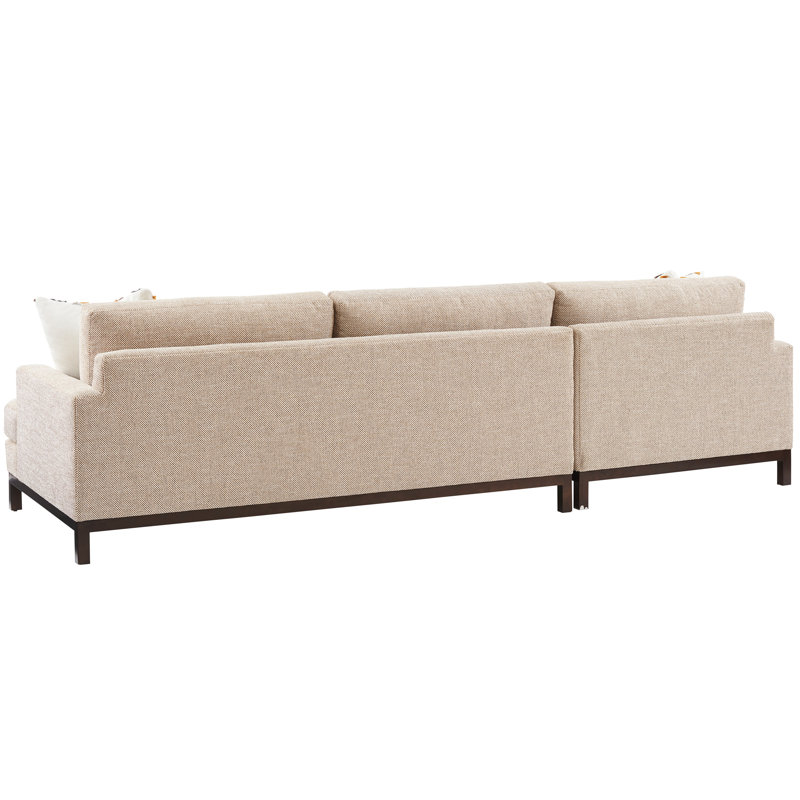 Elegant Taupe and Bronze 62" Metal Frame Sectional Sofa