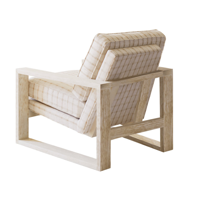Cream Beige Upholstered Armchair with Portola Finish