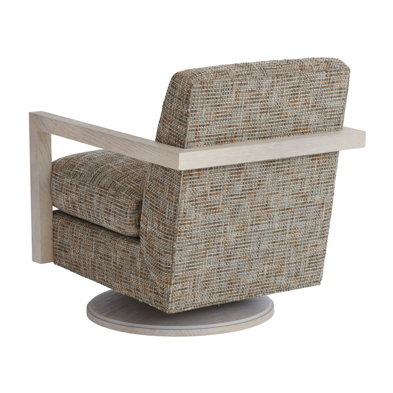 Gray Cotton Blend Swivel Armchair with Stripe Pattern