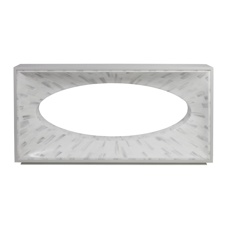 72" Gray and White Faux Horn Rectangular Console Table