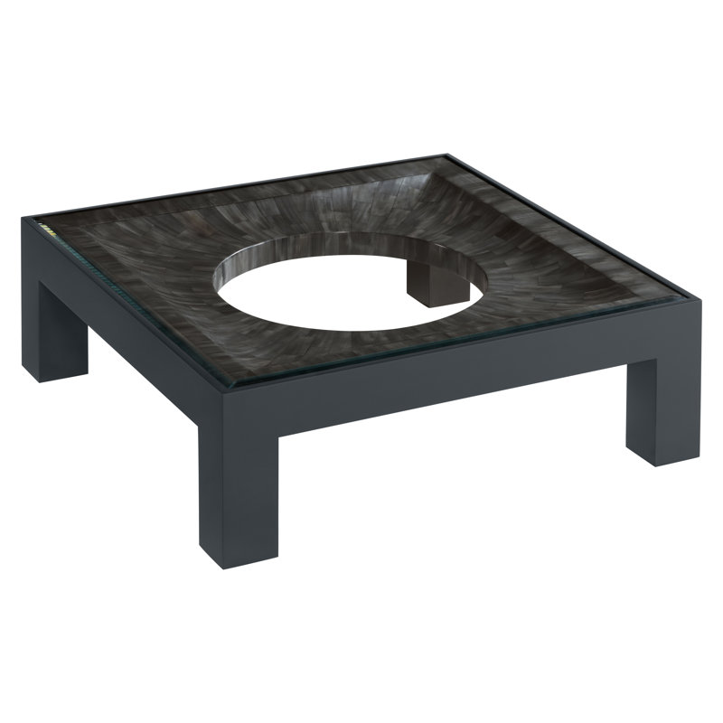 Modern Gray Square Cocktail Table with Faux Horn Motif