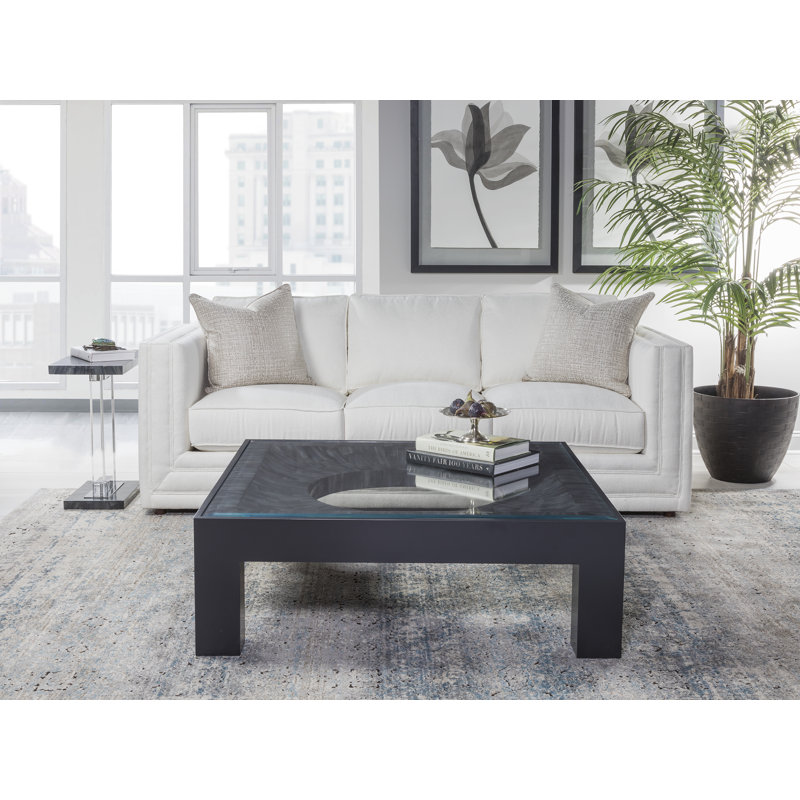 Elation White and Gray Square Glass Cocktail Table