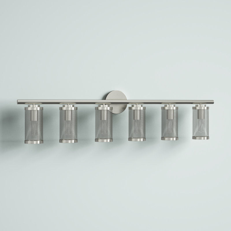 Industro Sleek 6-Light Brushed Nickel Vanity Sconce with Stainless Steel Mesh Shade