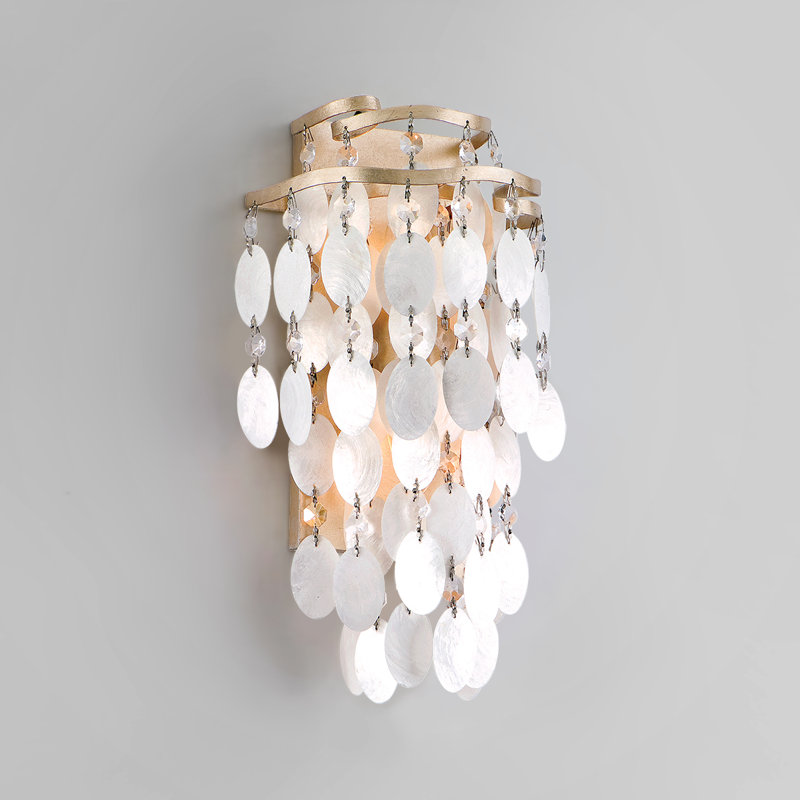 Champagne Leaf Gold Capiz Shell 2-Light Plug-In Sconce