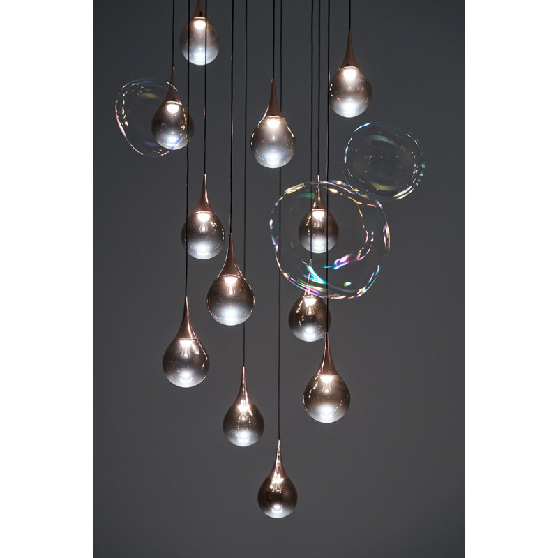 Contemporary Copper 20.5" LED Glass Sphere Pendant