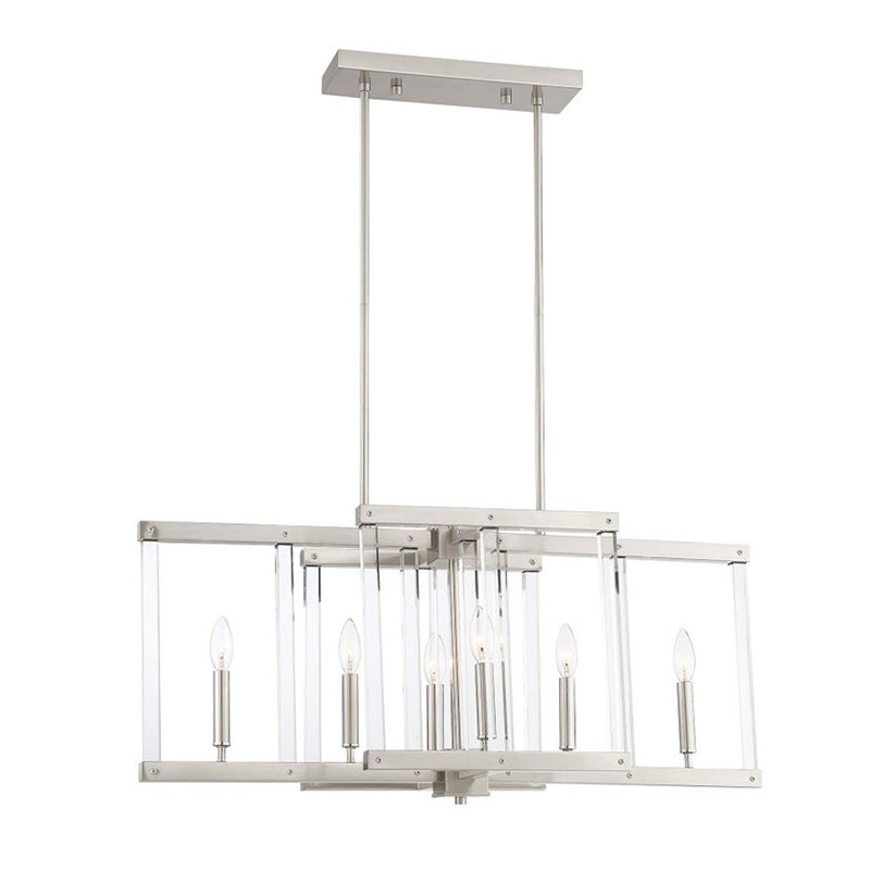 Regent Polished Nickel 34" Linear Crystal Cage Chandelier
