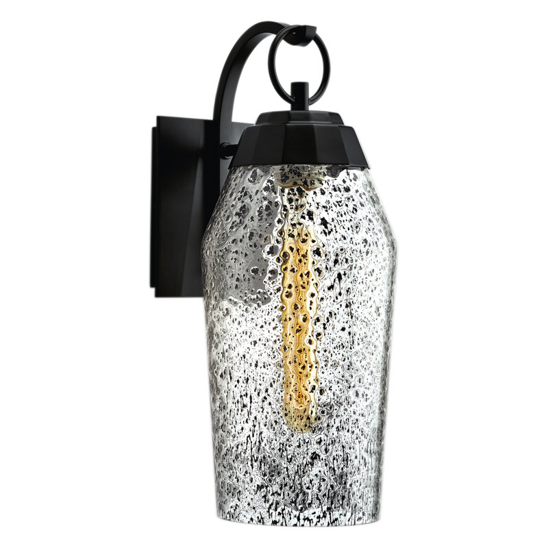 Matte Black Inclusion Glass Outdoor Wall Light