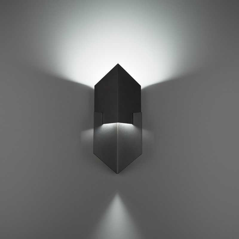 Cupid Black Aluminum LED Outdoor Wall Light with Silk Screened Glass