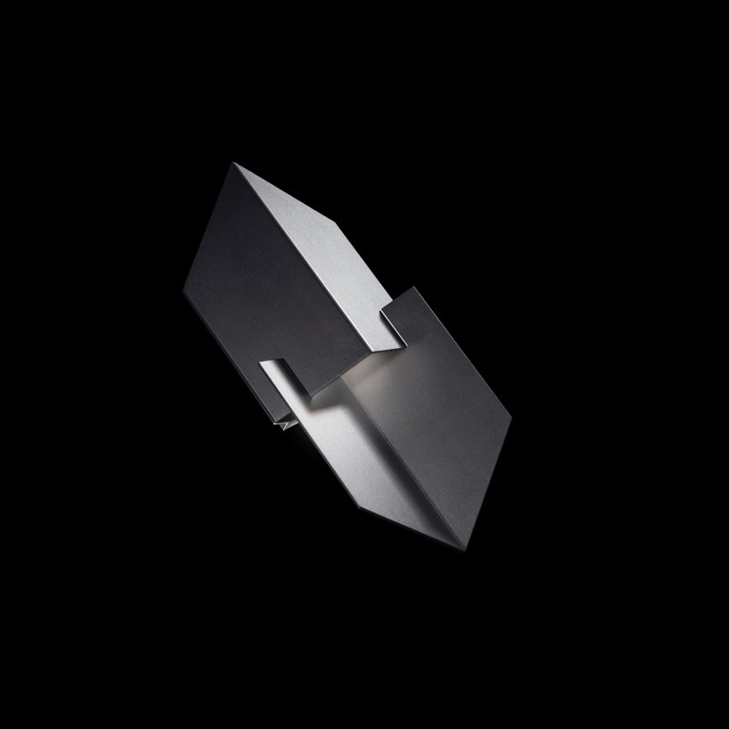 Cupid Black Aluminum LED Outdoor Wall Light with Silk Screened Glass