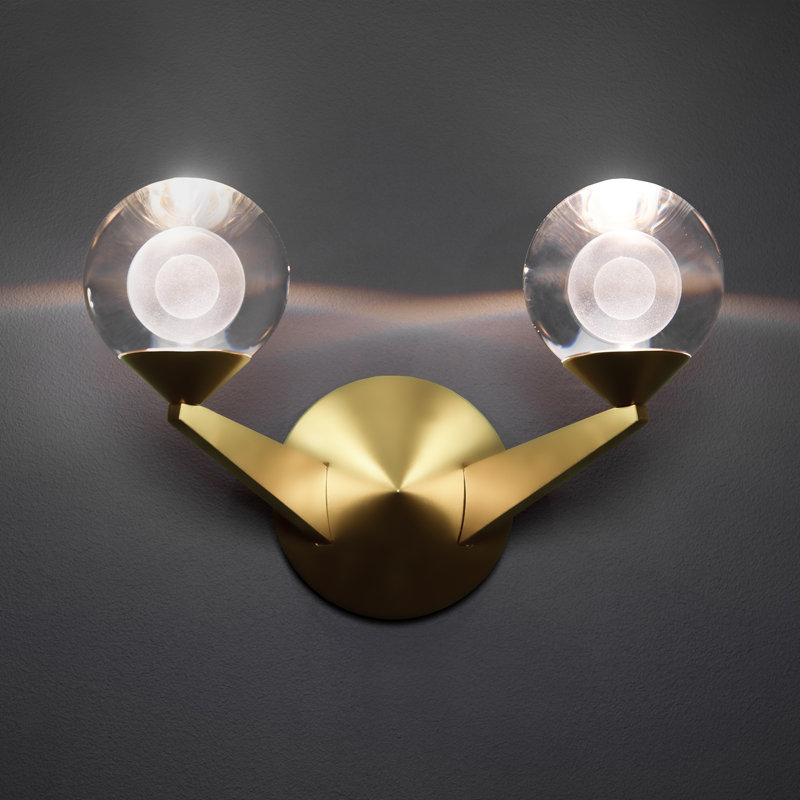 Aged Brass Dimmable Wall Sconce with Etched Crystal Globe