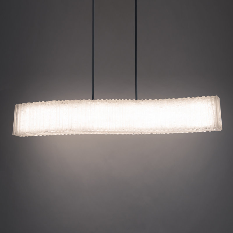 Rhiannon Black Crystal LED Rectangular Kitchen Island Pendant