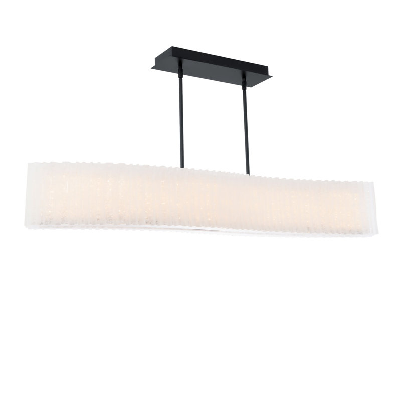 Rhiannon Black Crystal LED Rectangular Kitchen Island Pendant