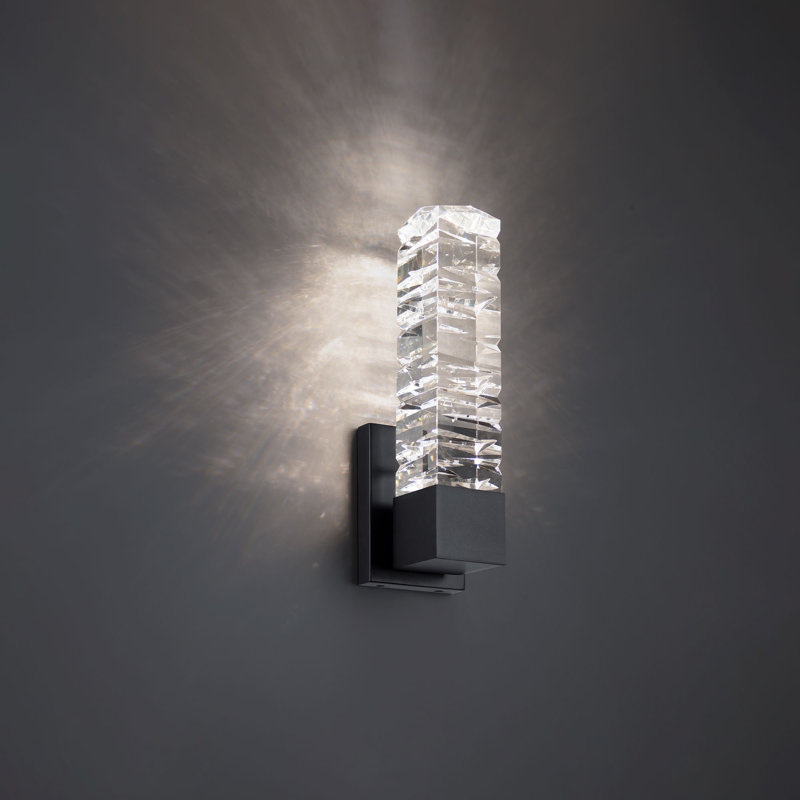 Juliet Black Aluminum LED Outdoor Vanity Sconce with Dimmable Hand Cut Crystal