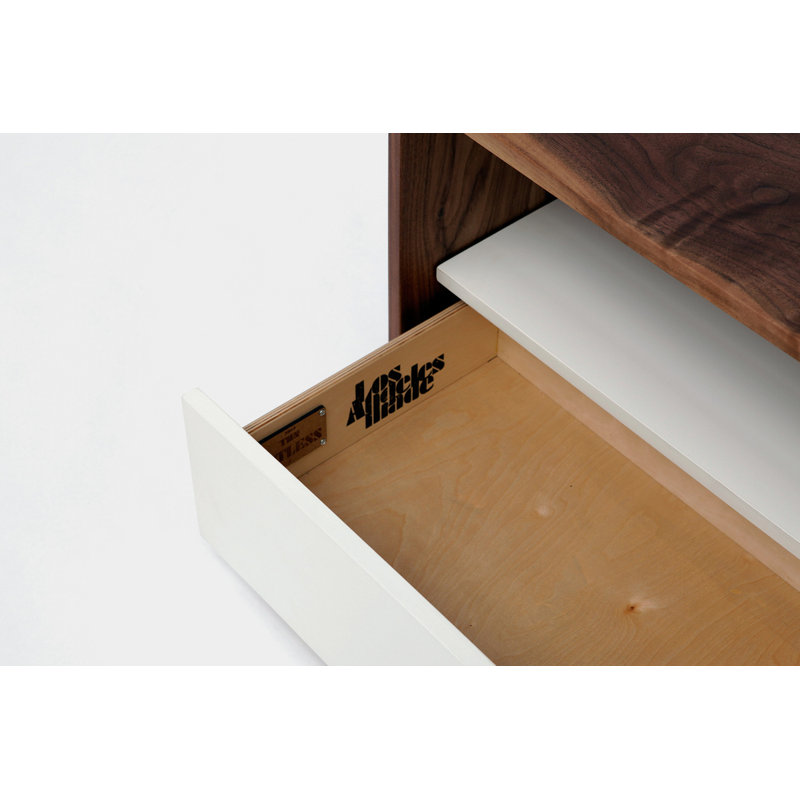 Walnut and White 1-Drawer Modern Nightstand