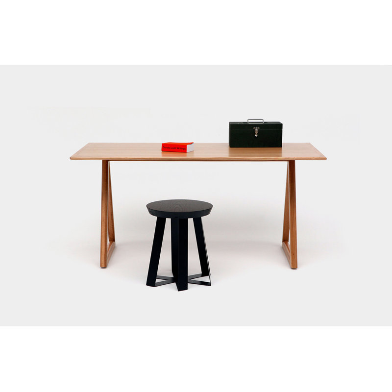 Black Solid Wood and Metal Round Pedestal Table