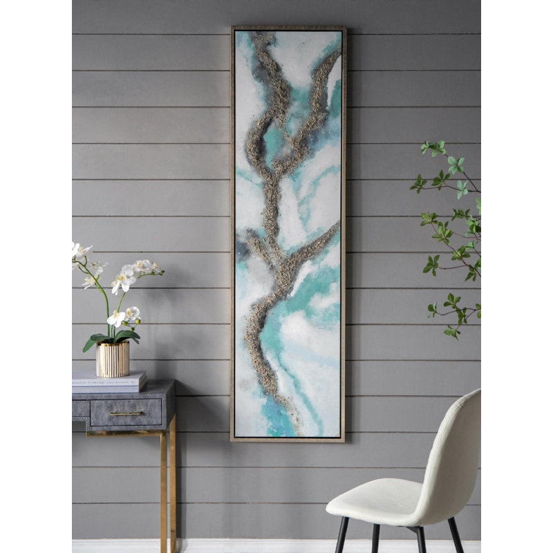 Blue and Gold Abstract Canvas Oil Painting Set