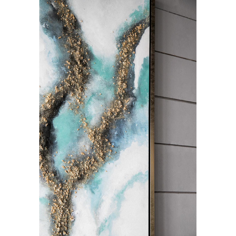 Blue and Gold Abstract Canvas Oil Painting Set