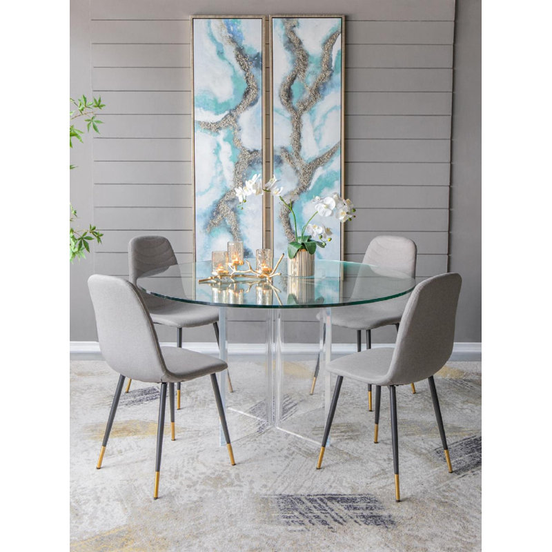 Blue and Gold Abstract Canvas Oil Painting Set