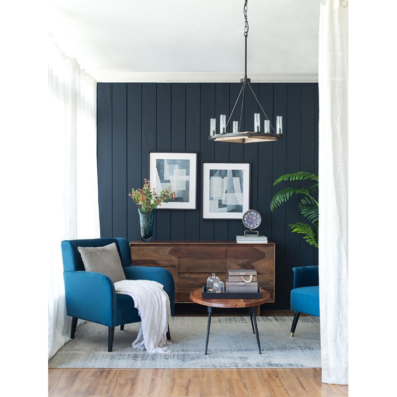 Set of 2 Blue Geometric Abstract Canvas Prints with Black Frames