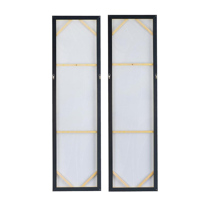 Tall Abstract Framed Oil Paintings in Purple, Gold, and Blue