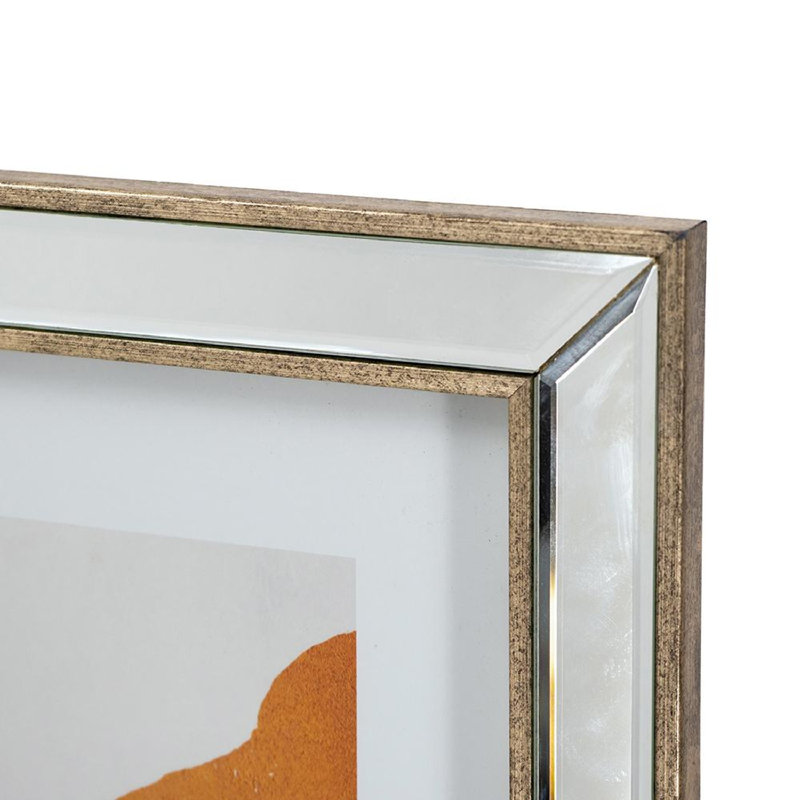 Set of 3 Blue and Orange Abstract Framed Wall Art