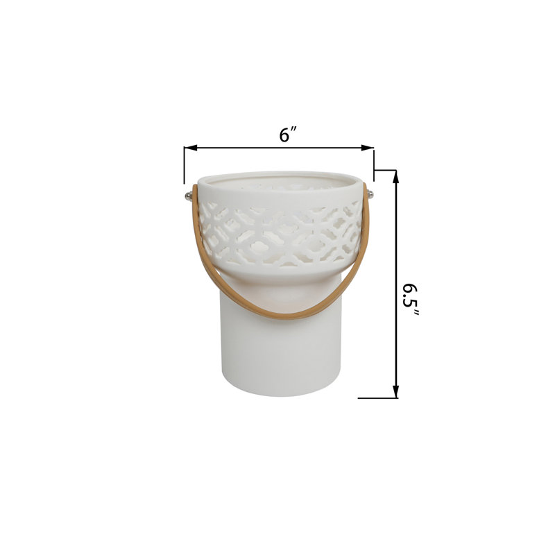 Artisan Kilim White Ceramic 5.25'' LED Lantern
