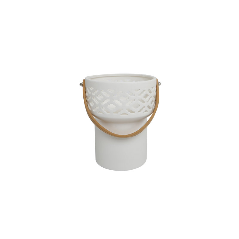 Artisan Kilim White Ceramic 5.25'' LED Lantern