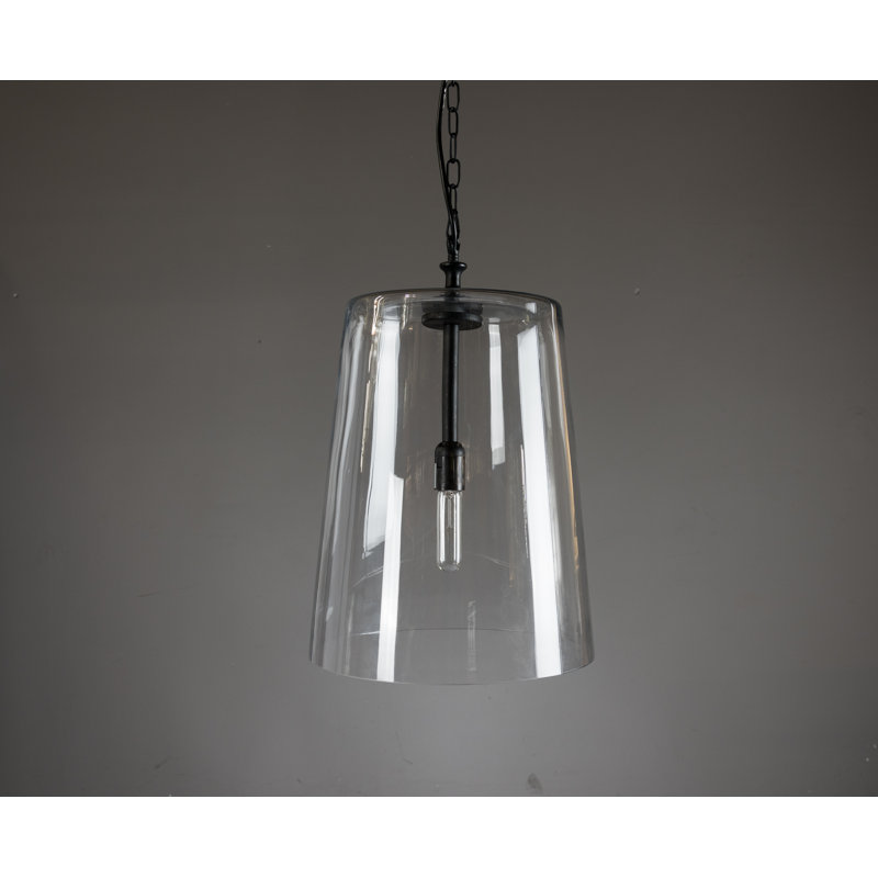 Matte Black Modern 14'' Glass Jar Pendant Light