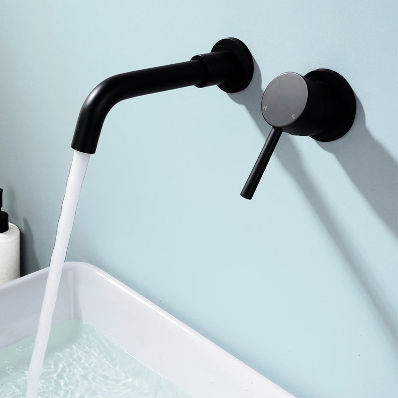 Matte Black Wall Mounted Single Handle Bathroom Faucet