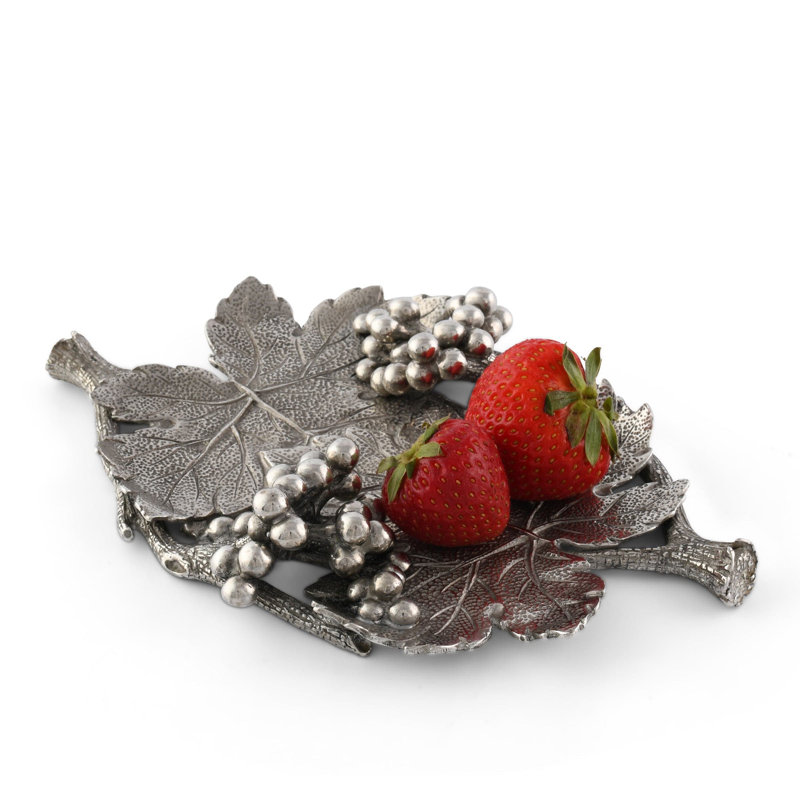 Handmade Pewter Vineyard Leaf Decorative Tray