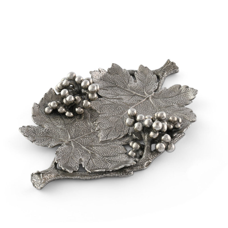 Handmade Pewter Vineyard Leaf Decorative Tray
