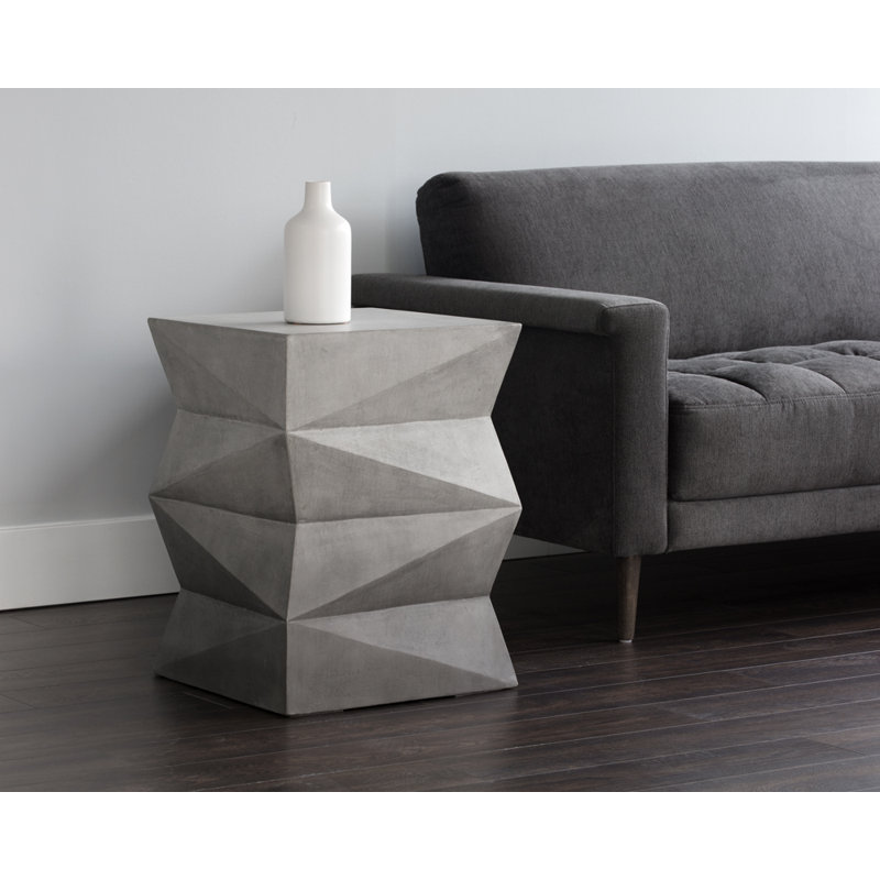 Niran Black Geometric Concrete End Table