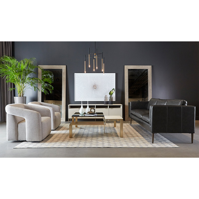 Gold and Black Square Marble Metal Coffee Table