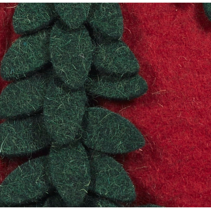 Green Leaf Peace Sign Red Wool Throw Pillow Cover