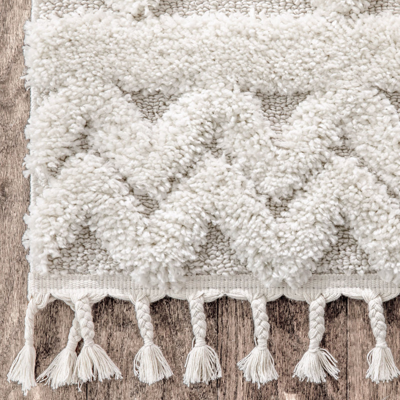 Ivory Oriental Synthetic Reversible 4' x 6' Area Rug