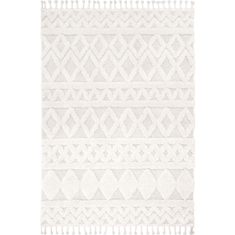 Ivory Oriental Synthetic Reversible 4' x 6' Area Rug