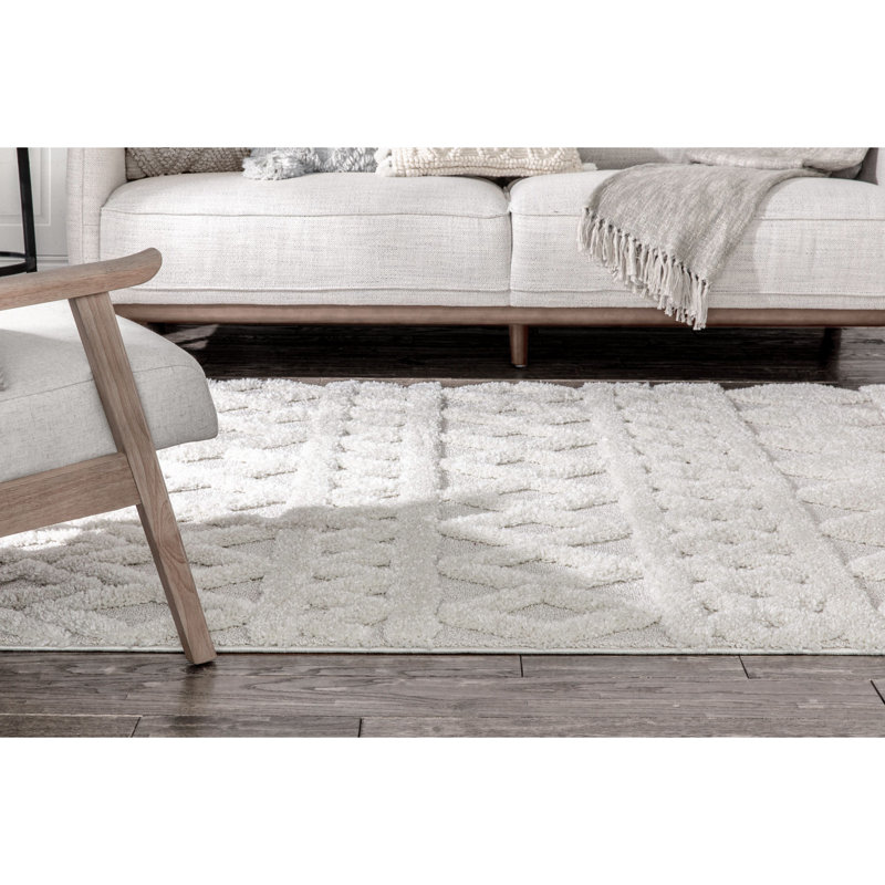 Ivory Oriental Synthetic Reversible 4' x 6' Area Rug