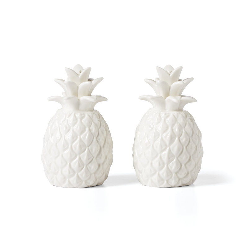White Porcelain Pineapple Salt and Pepper Shaker Set
