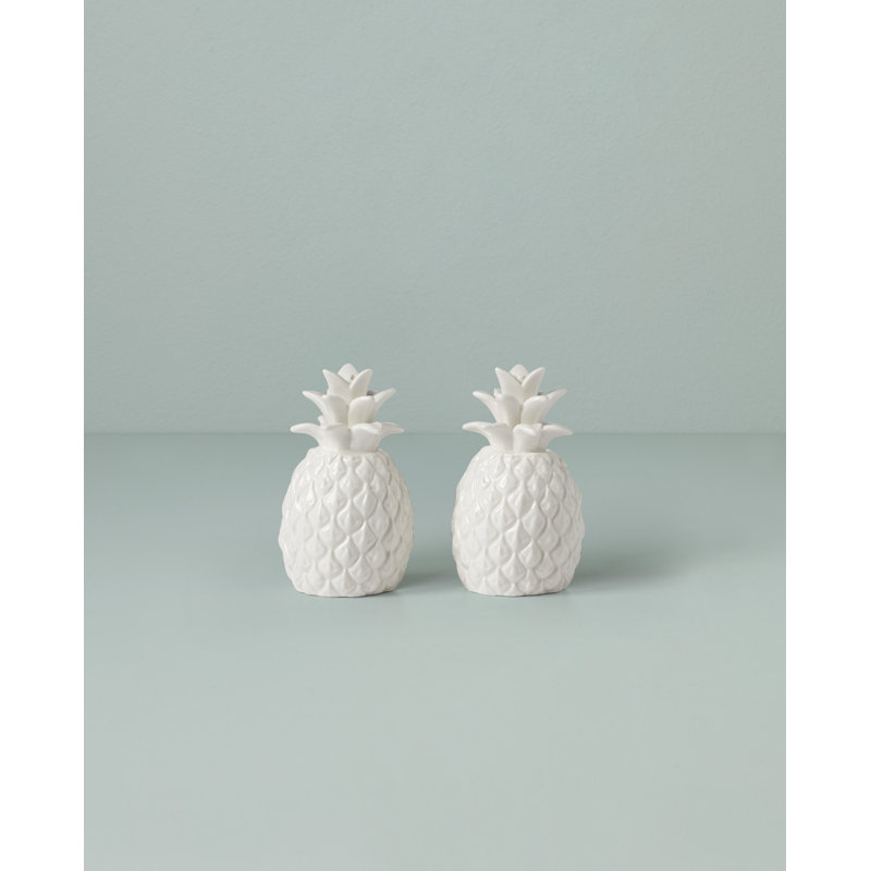 White Porcelain Pineapple Salt and Pepper Shaker Set