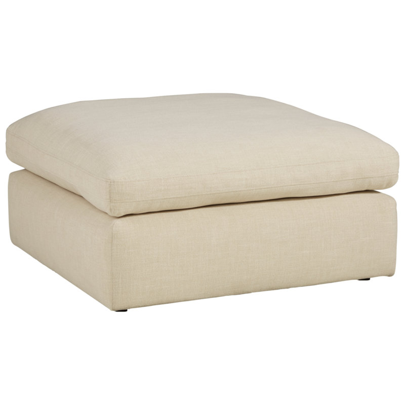 Elyza Beige Linen 42" Contemporary Oversized Accent Ottoman