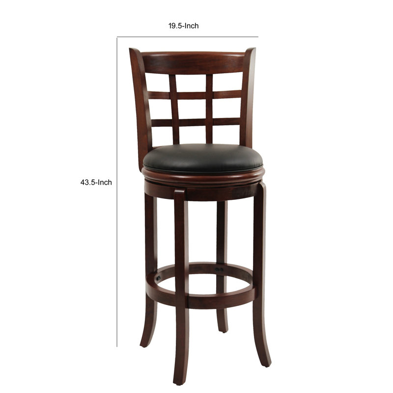 Espresso Swivel Solid Wood Counter Stool with Faux Leather Seat