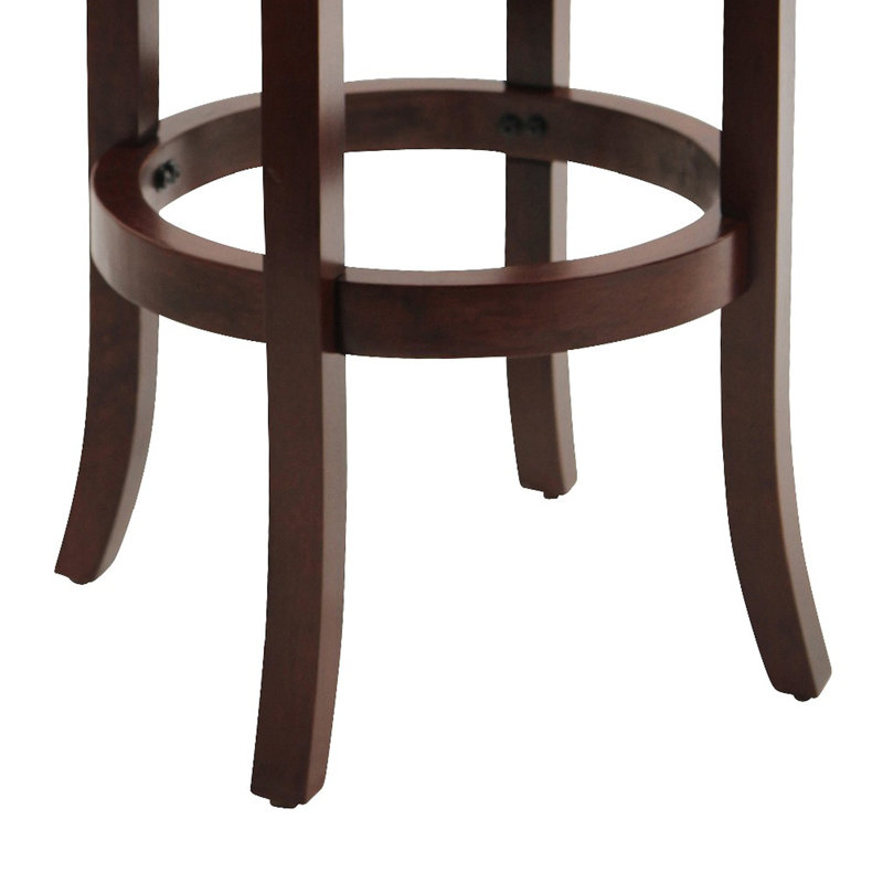 Espresso Swivel Solid Wood Counter Stool with Faux Leather Seat