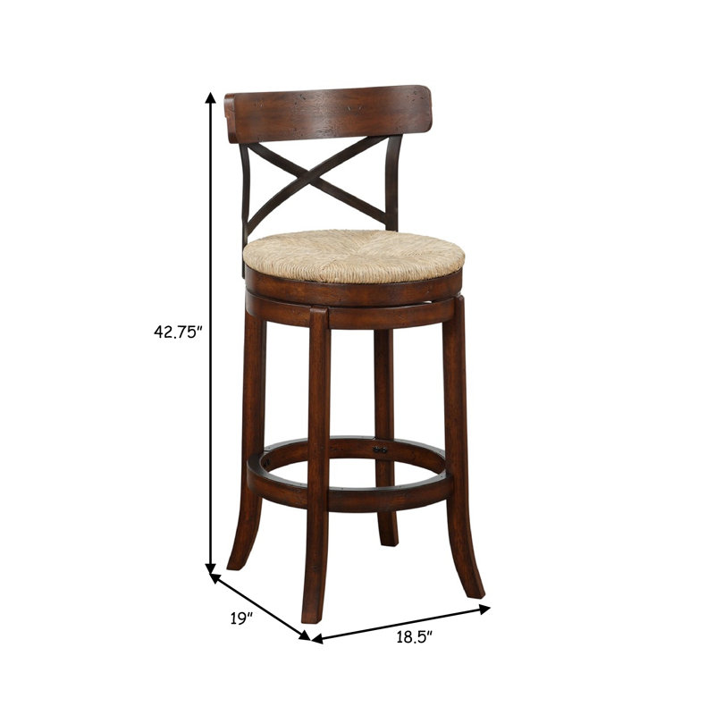 Brown Swivel Counter Stool with Metal Cross Back