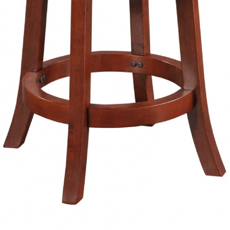 Cherry Wood Adjustable Swivel Backless Counter Stool