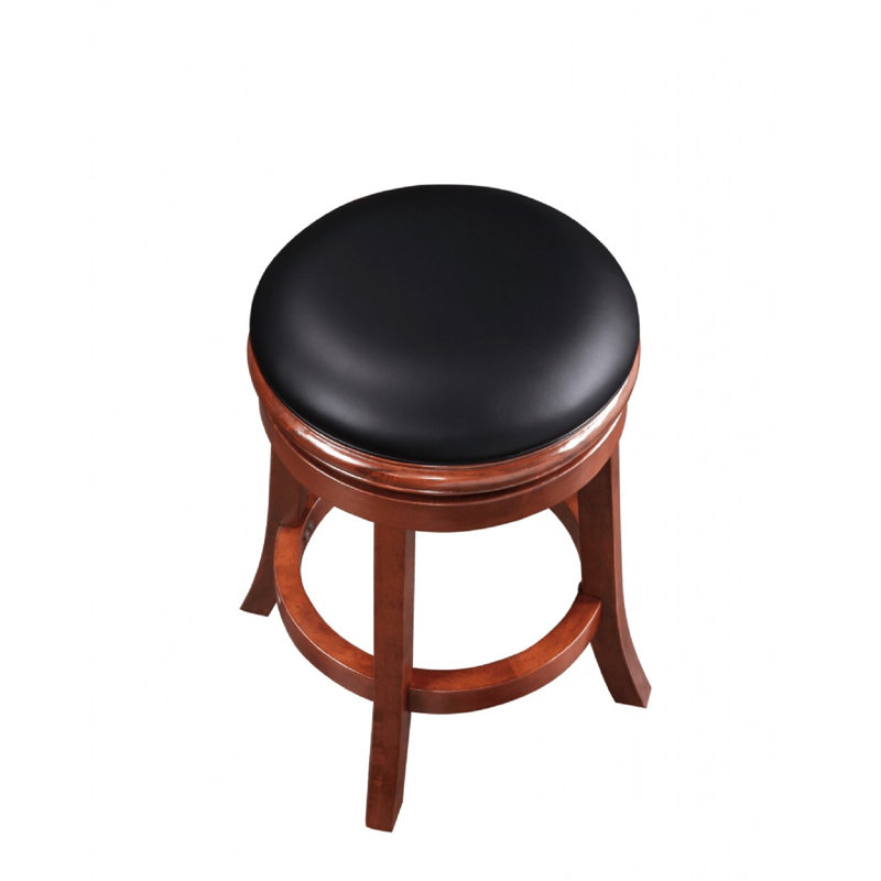 Cherry Wood Adjustable Swivel Backless Counter Stool