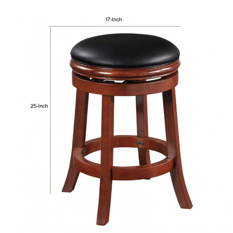 Cherry Wood Adjustable Swivel Backless Counter Stool