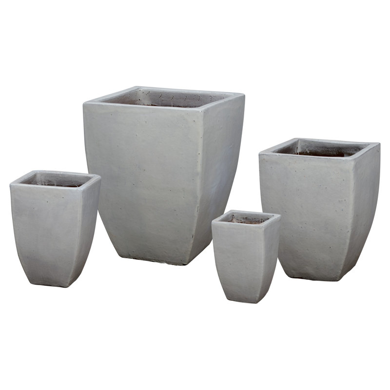 Large Square Ceramic Planter in Glossy White - 18.5" H