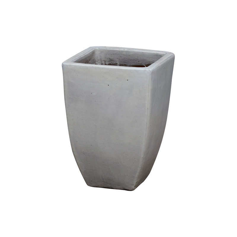 Large Square Ceramic Planter in Glossy White - 18.5" H